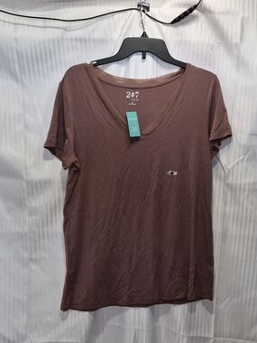 Maurices 24/7 Medium Short Sleeve V-Neck Tee in Dusty Mauve NWT